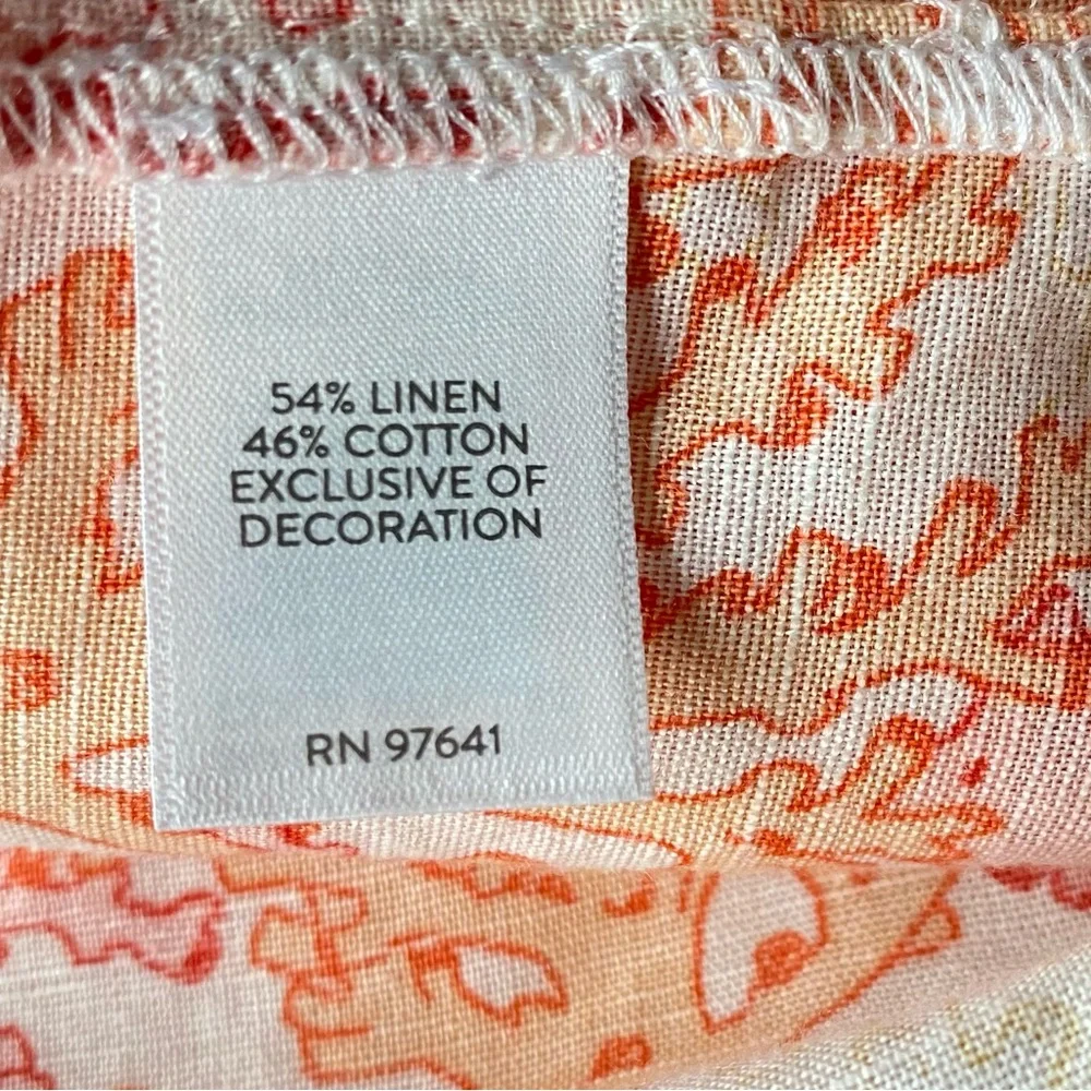 šŖø J. Jill sz.S Orangeā Multi Linen Blend Coral Reef Print Tunic Top Blouse - Picture 12 of 16